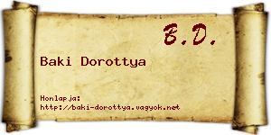 Baki Dorottya névjegykártya